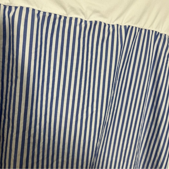 E.L.I. White and Blue Striped 3/4 sleeve Pima Cotton Crew neck top | size small - Picture 6 of 6
